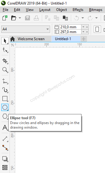 cara menggunakan Elipse Tool di CorelDRAW