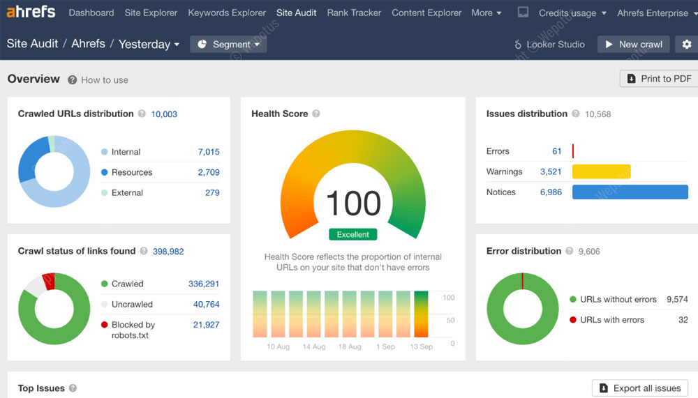 ahrefs site audit
